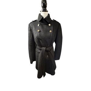 Guess Vintage Women's Double Breasted Trench Coat Black Size PXL Petite